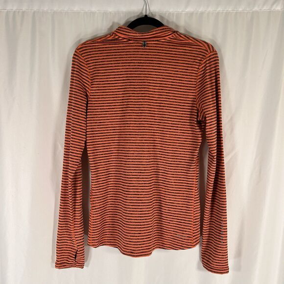 Nike Running Jacket Women's Small Orange Striped 1/4 Zip Dri Fit Long Sleeve - Picture 8 of 11